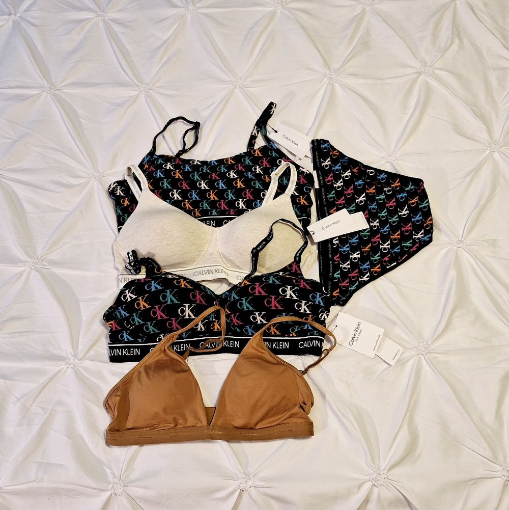 CALVIN KLEIN BRA BUNDLE – NWT – (Lot of 5) with ONE PANTY
